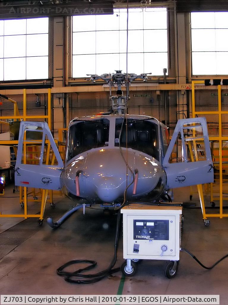 ZJ703, 2002 Bell 412EP Griffin HAR.2 C/N 36296, undergoing maintainance at RAF Shawbury