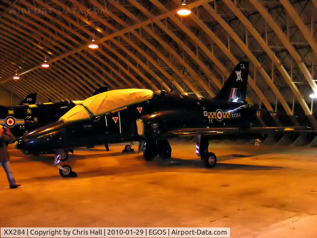 XX284, 1979 Hawker Siddeley Hawk T.1A C/N 110/312109, in storage at RAF Shawbury