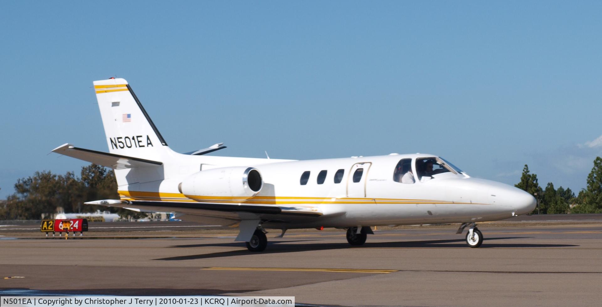 N501EA, 1977 Cessna 501 Citation I/SP C/N 501-0054, On taxiway preparing to depart.