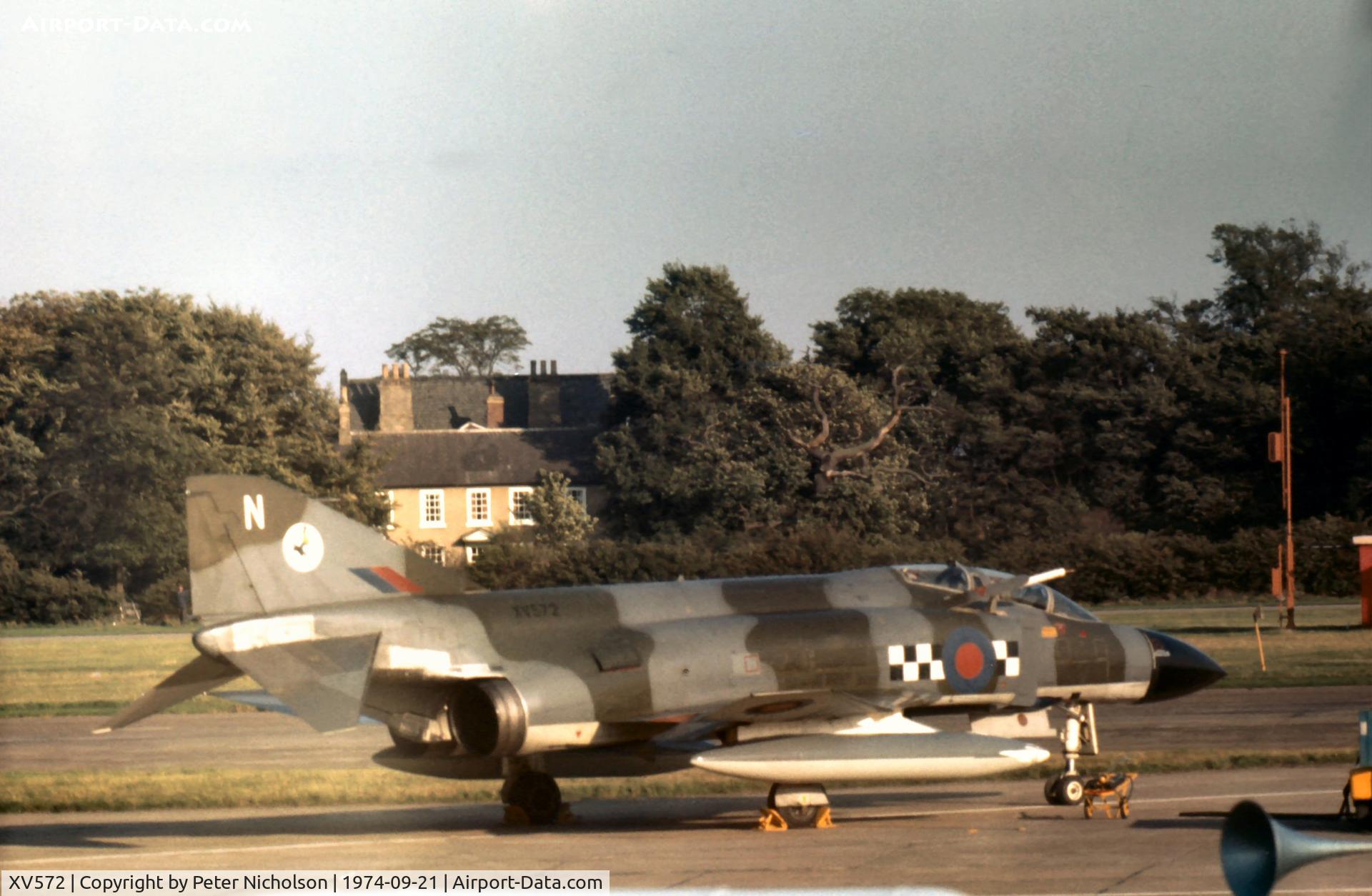 XV572, 1968 McDonnell Douglas Phantom FG1 C/N 9326/3042, Phantom FG.1 of 43 Squadron based at RAF Leuchars on the flight-line at the 1974 RAF Finningley Battle of Britain Airshow.