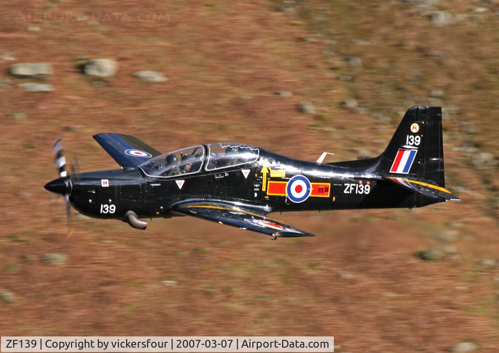 ZF139, 1988 Short S-312 Tucano T1 C/N S005/T5, Royal Air Force. Operated by 207 (R) Squadron. Dunmail Raise, Cumbria.