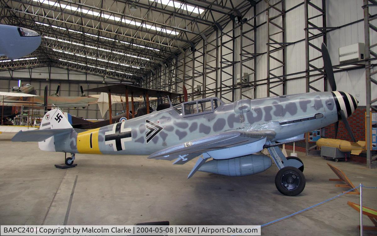 BAPC240, Messerschmitt Bf-109G-6/R-6 Replica C/N BAPC.240, Messerschmitt Bf-109G-6/R-6 (replica) at The Yorkshire Air Museum Elvington in 2004.