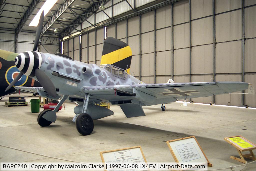 BAPC240, Messerschmitt Bf-109G-6/R-6 Replica C/N BAPC.240, Messerschmitt Bf-109G-6/R-6 (replica) at The Yorkshire Air Museum, Elvington, UK in 1997.