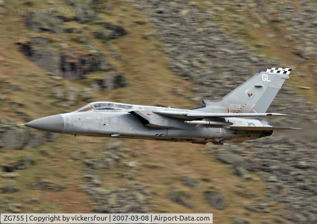 ZG755, 1991 Panavia Tornado F.3 C/N 877/AS133/3429, Royal Air Force. Operated by 43 Squadron, coded 'GL'. Dunmail Raise, Cumbria.
