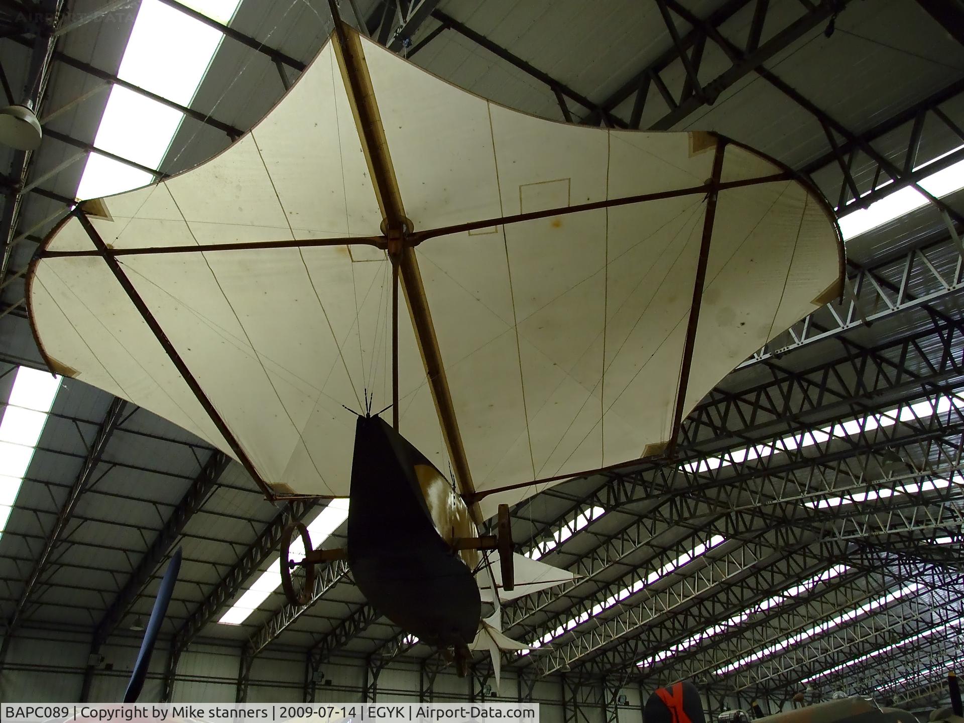 BAPC089, 1975 Cayley Glider Replica C/N BAPC.089, Cayley glider on display at Yorkshire air museum,Elvington