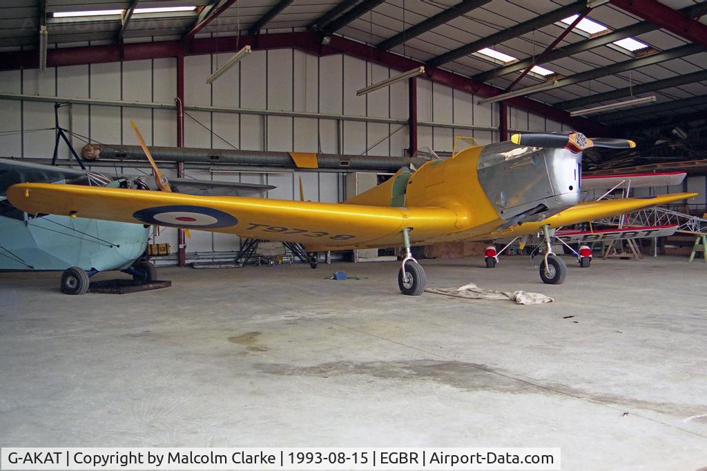 G-AKAT, 1940 Miles M14A Hawk Trainer 3 C/N 2005, Miles M-14A Hawk Trainer 3 at Breighton Airfield in 1993.