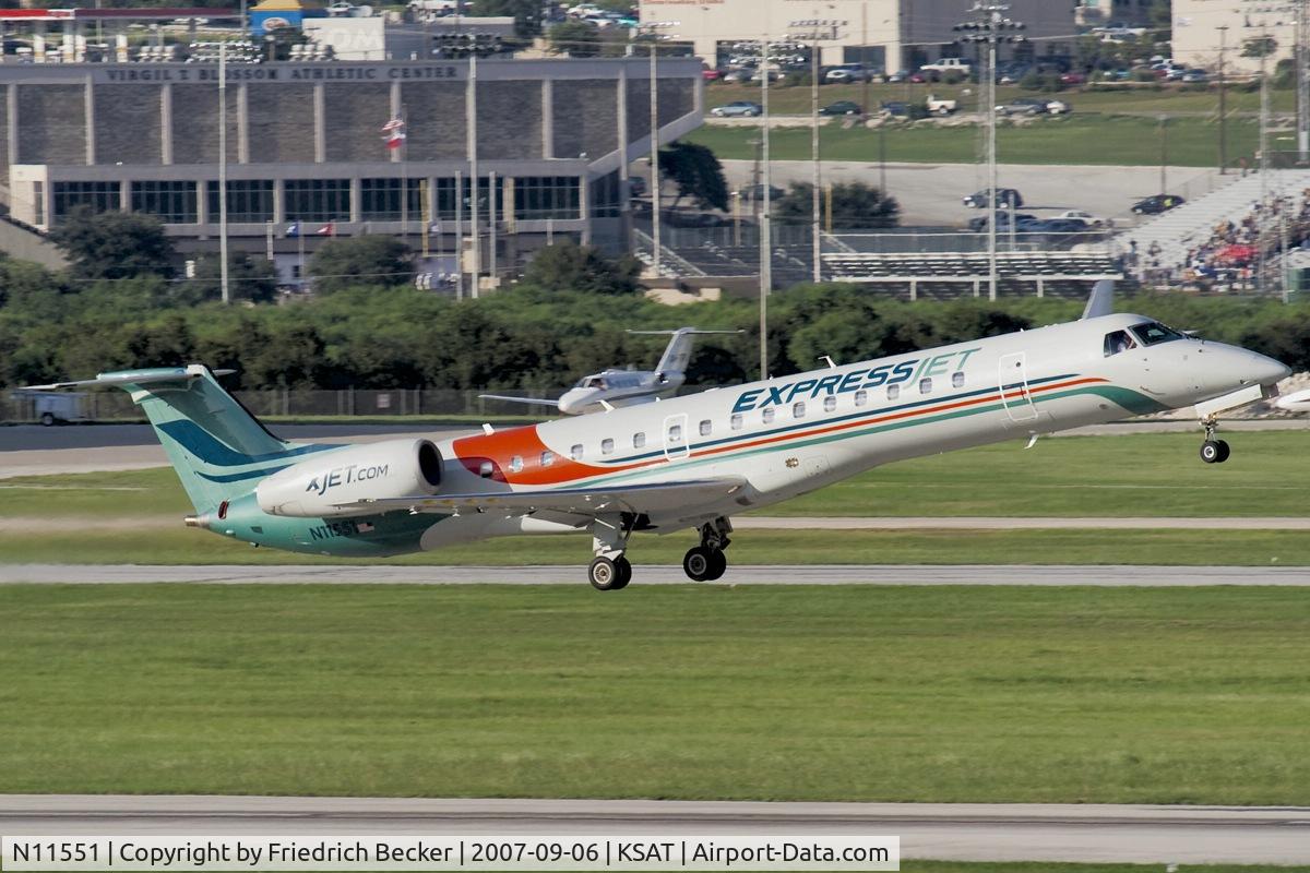 N11551, 2002 Embraer ERJ-145LR (EMB-145LR) C/N 145411, departing SAT