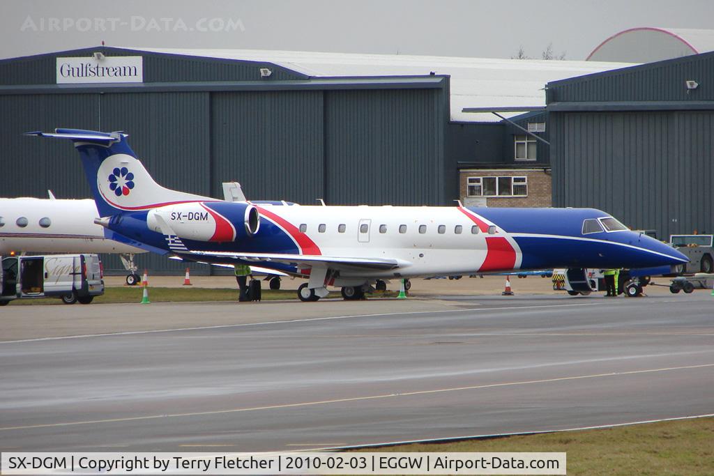 SX-DGM, 2007 Embraer EMB-135BJ Legacy C/N 14501023, Colourful Greek Embraer jet at Luton