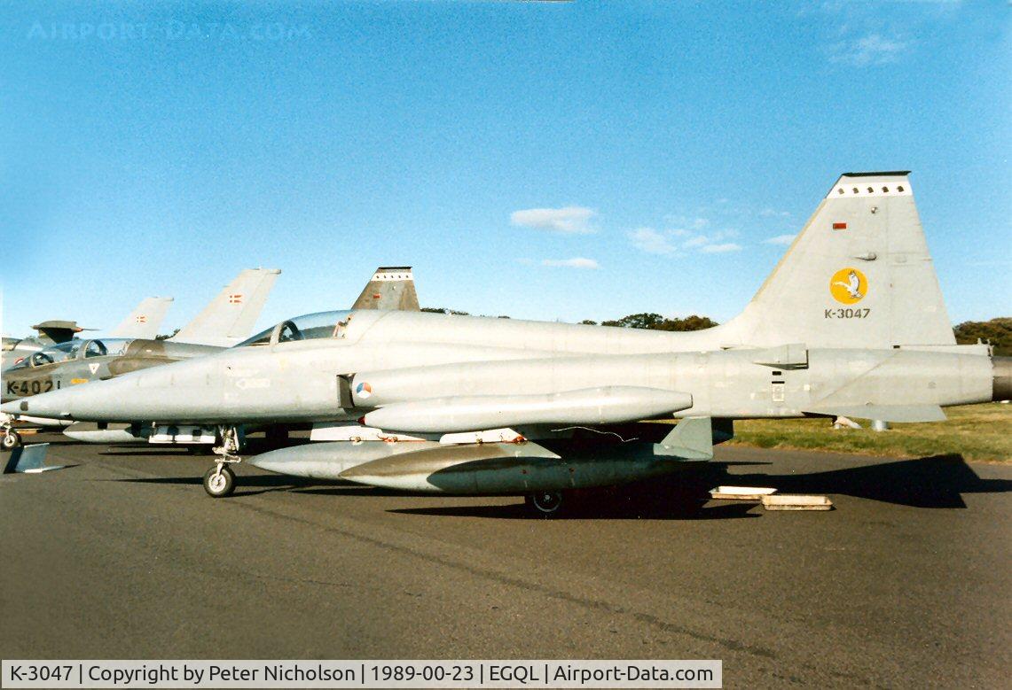 K-3047, 1971 Canadair NF-5A Freedom Fighter C/N 3047, NF-5A of 316 Squadron Royal Netherlands Air Force in the static display at the 1989 RAF Leuchars Airshow.