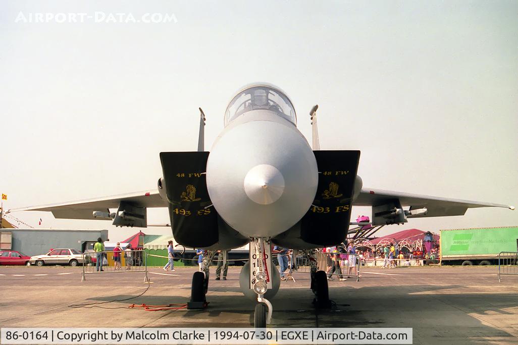 86-0164, 1986 McDonnell Douglas F-15C Eagle C/N 1011/C392, McDonnell Douglas F-15A Eagle at RAF Leeming in 1994.