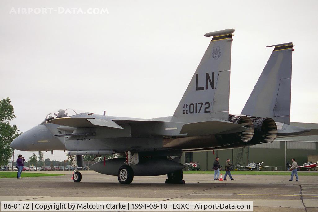 86-0172, 1986 McDonnell Douglas F-15C Eagle C/N 1021/C400, McDonnell Douglas F-15C Eagle at RAF Conningsby in 1994.