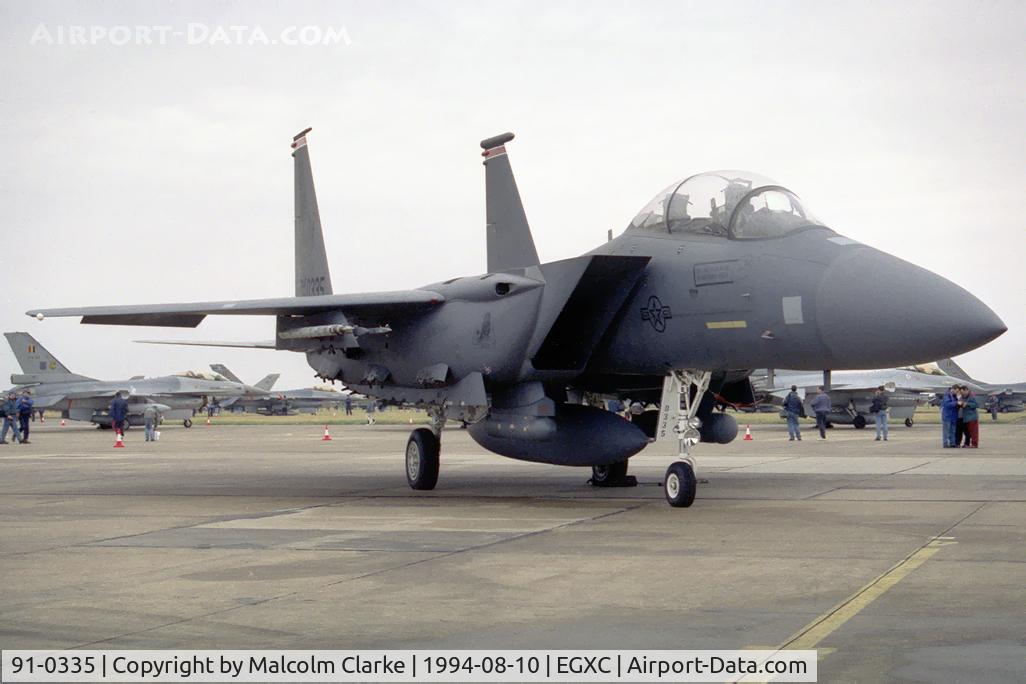 91-0335, 1991 McDonnell Douglas F-15E Strike Eagle C/N 1242/E200, McDonnell Douglas F-15E Strike Eagle at RAF Coningsby in 1994.