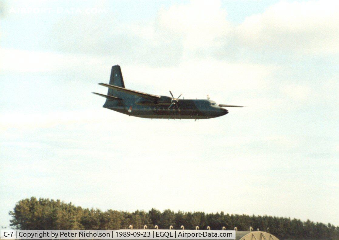 C-7, 1960 Fokker F-27-300M Troopship C/N 10157, F-27 Troopship of 334 Squadron Royal Netherlands Air Force at the 1989 RAF Leuchars Airshow.