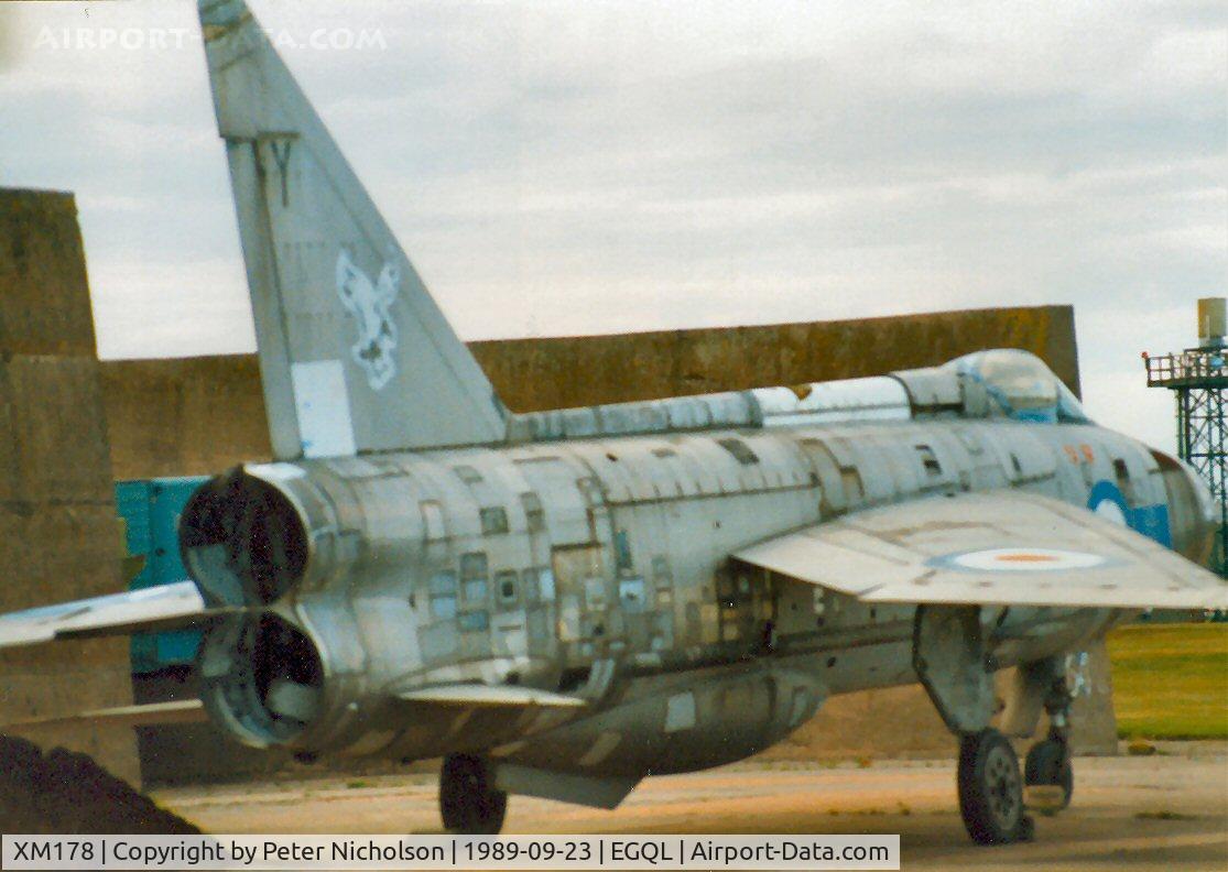 XM178, 1960 English Electric Lightning F.1A C/N 95065, Lightning F.1A formerly with 23 Squadron relegated to decoy duty as seen at the 1989 RAF Leuchars Airshow.