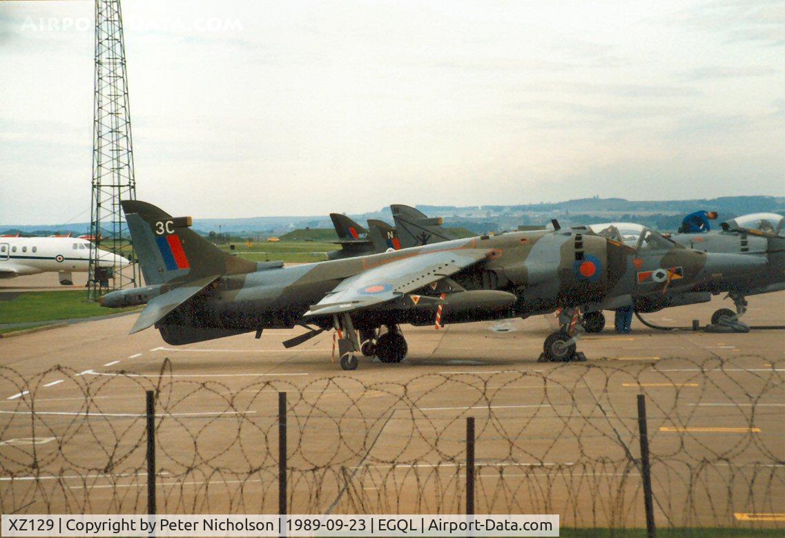 XZ129, 1976 Hawker Siddeley Harrier GR.3 C/N 712188, Harrier GR.3 of RAF Wittering's 233 Operational Conversion Unit on the flight-line at the 1989 RAF Leuchars Airshow.