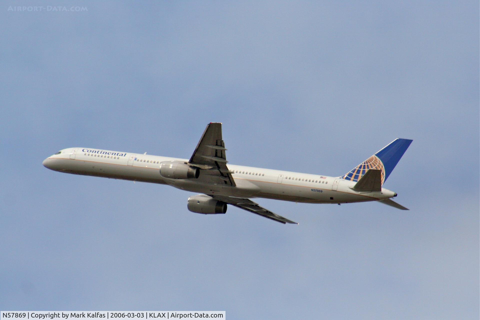 N57869, 2002 Boeing 757-33N C/N 32593, Continental Airlines Boeing 757-33N, 25R departure KLAX.
