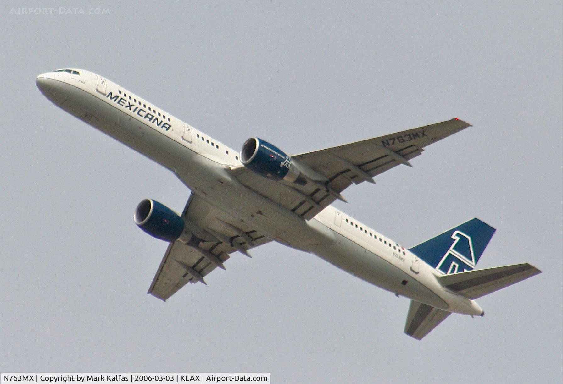 N763MX, 1998 Boeing 757-2Q8 C/N 29443, Mexicana Boeing 757-2Q8, 25R departure KLAX.