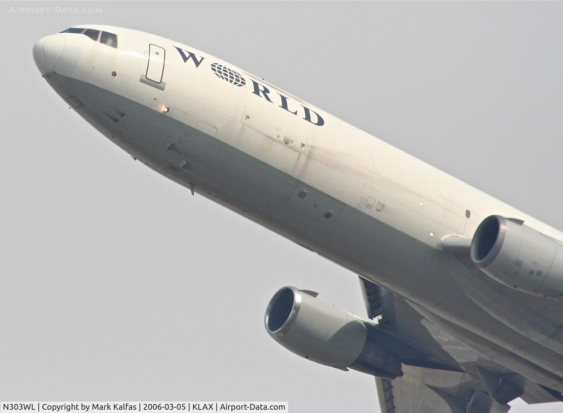N303WL, 1975 McDonnell Douglas DC-10-30F C/N 46917, World Airways Cargo Mcdonnell Douglas DC-10-30F, 25L departure KLAX.