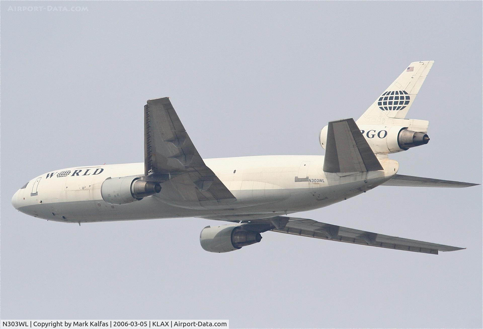 N303WL, 1975 McDonnell Douglas DC-10-30F C/N 46917, World Airways Cargo Mcdonnell Douglas DC-10-30F, 25L departure KLAX.