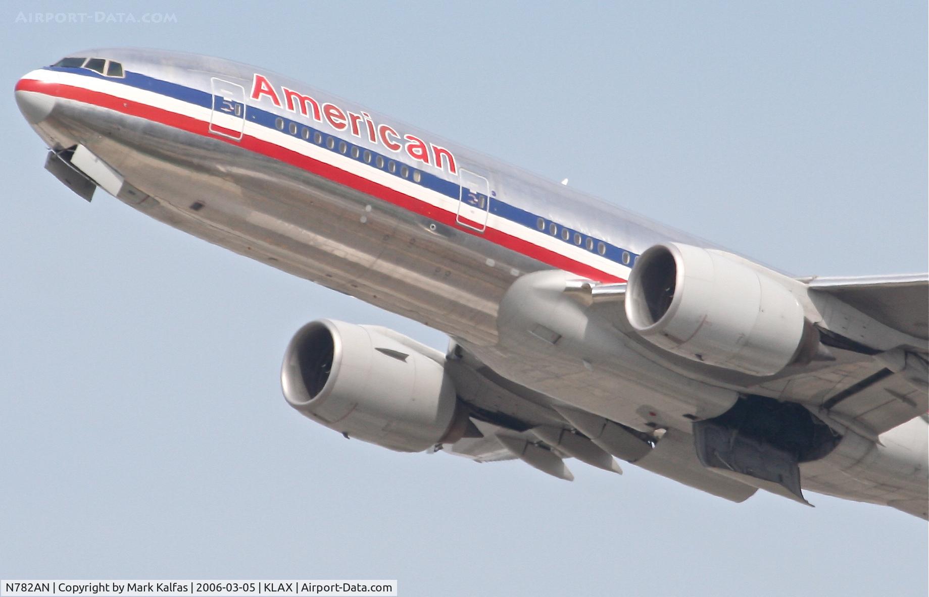 N782AN, 2000 Boeing 777-223 C/N 30003, American Airlines Boeing 777-223, N782AN, 25R departure KLAX.