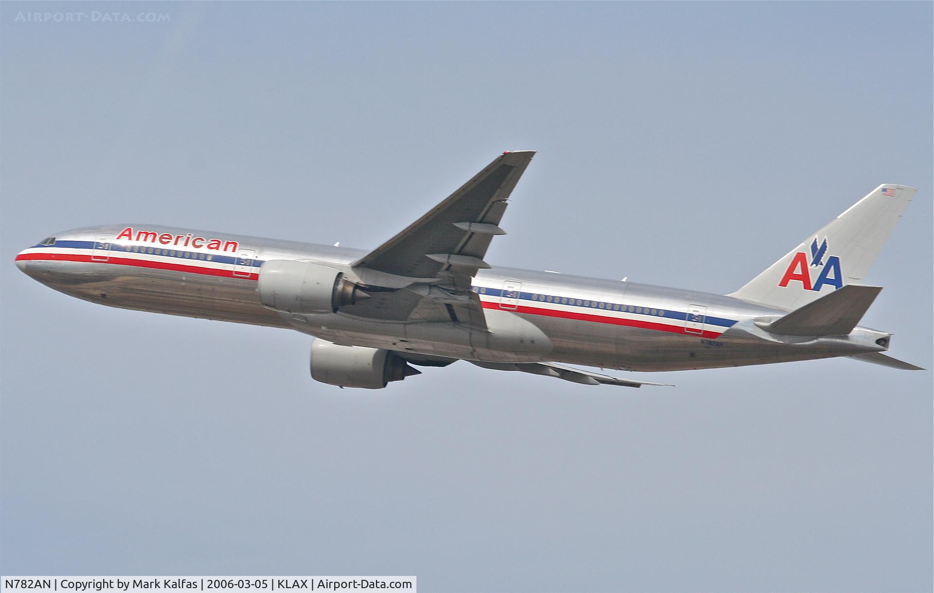 N782AN, 2000 Boeing 777-223 C/N 30003, American Airlines Boeing 777-223, N782AN, 25R departure KLAX.