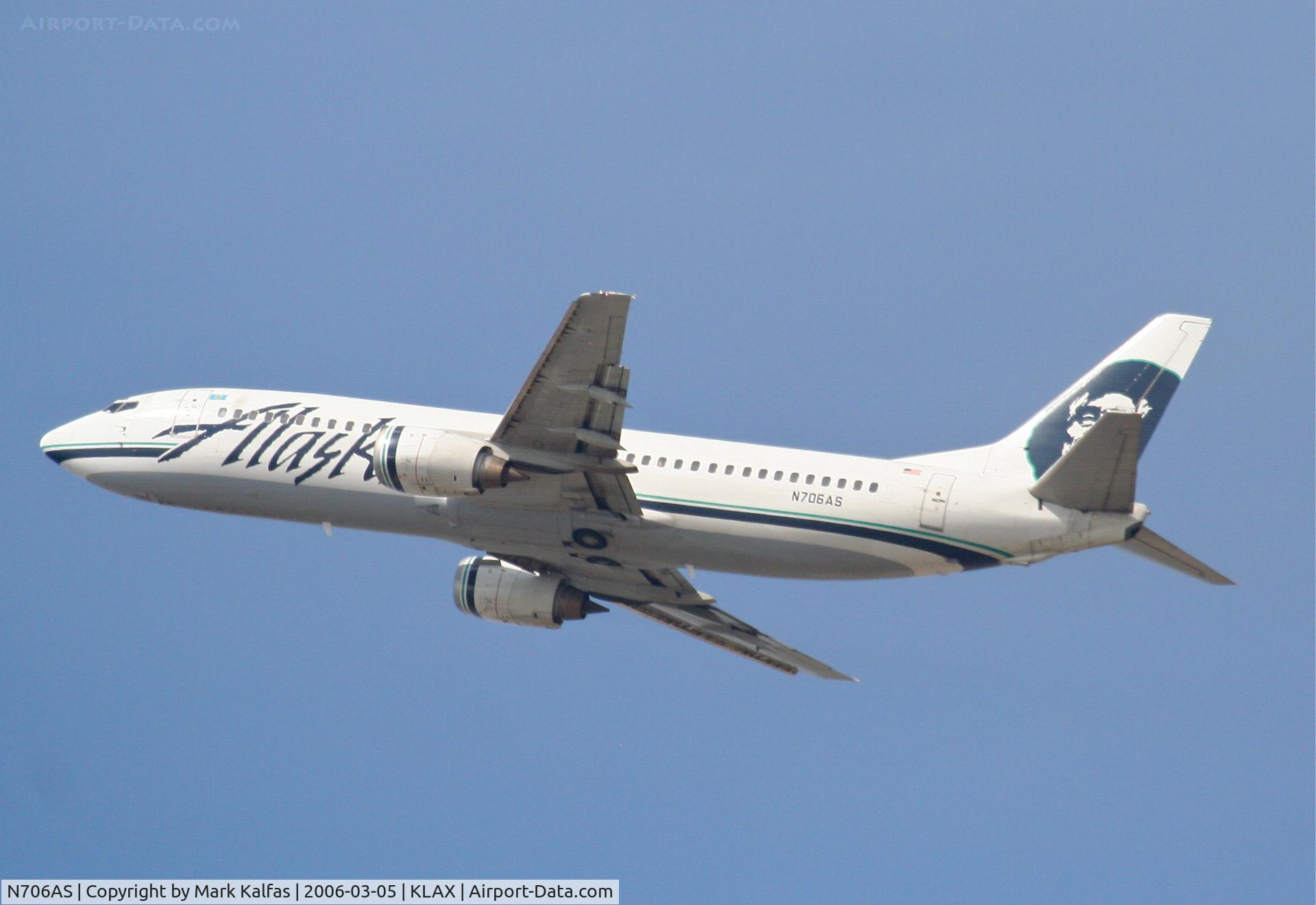 N706AS, 1998 Boeing 737-490 C/N 28894, Alaska Airlines Boeing 737-490, 25R departure KLAX.
