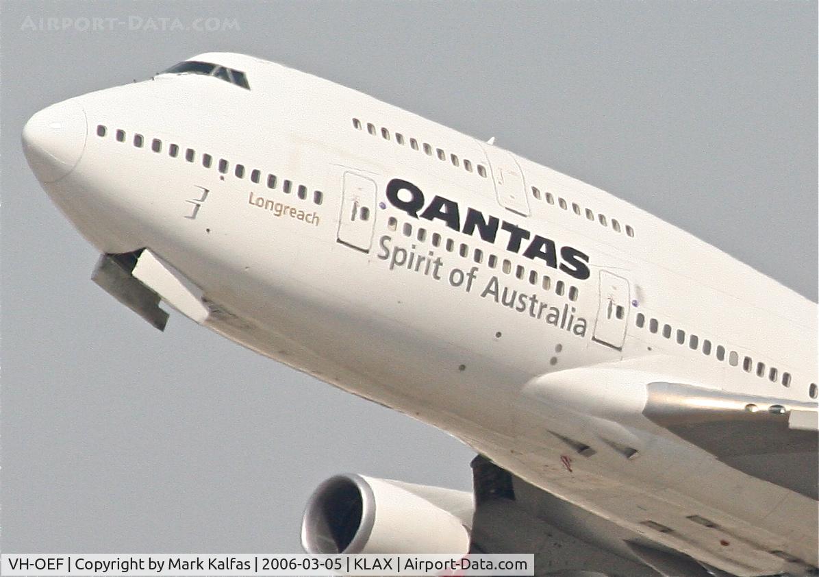 VH-OEF, 2002 Boeing 747-438/ER C/N 32910, Qantas Airlines Boeing 747-438, 25R departure KLAX.