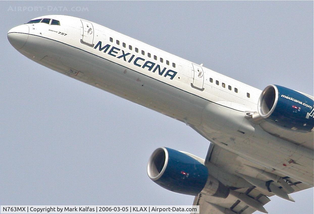 N763MX, 1998 Boeing 757-2Q8 C/N 29443, Mexicana Boeing 757-2Q8, 25R departure KLAX.
