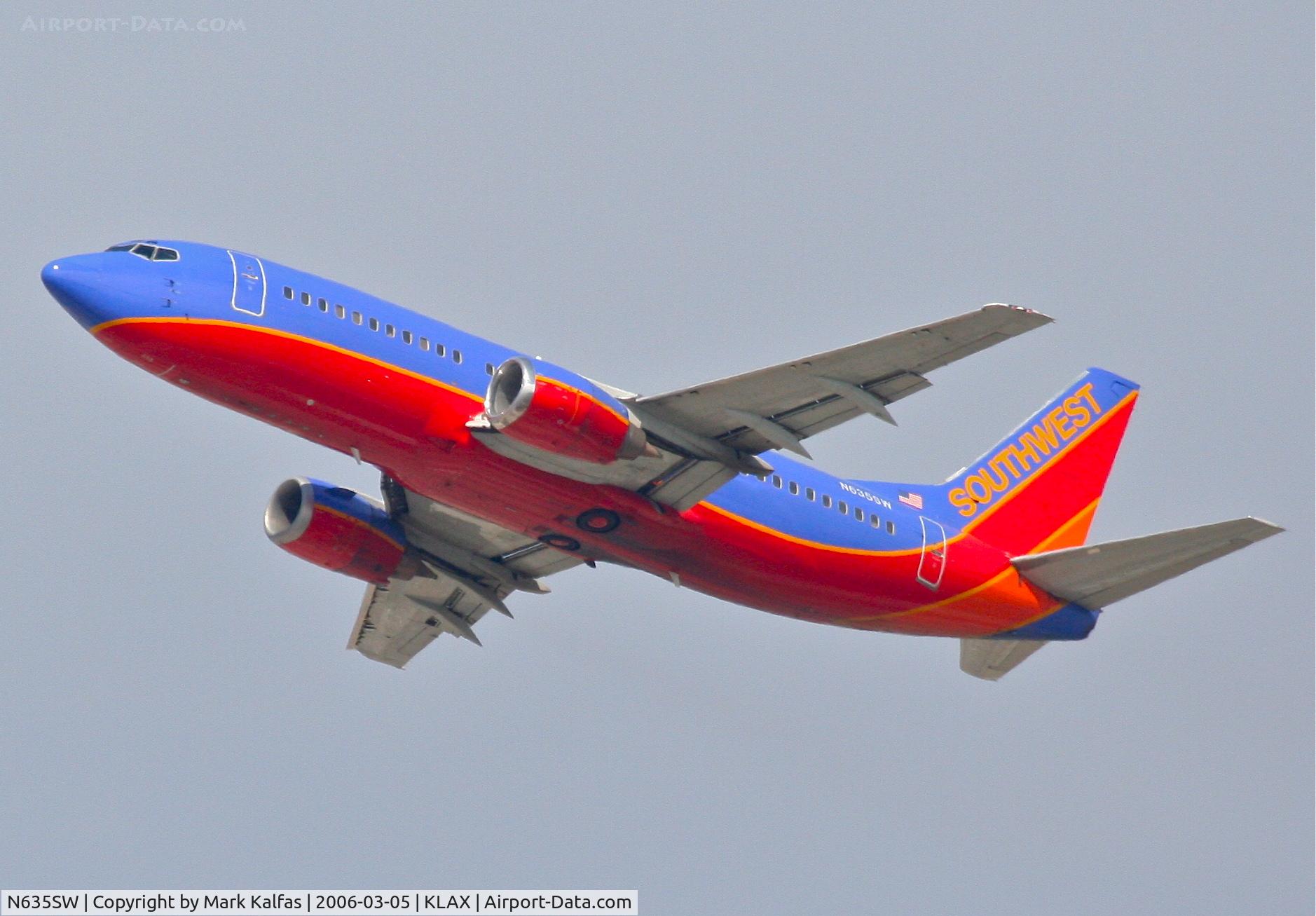 N635SW, 1996 Boeing 737-3H4 C/N 27708, Southwest Airlines Boeing 737-3H4, 25R departure KLAX.