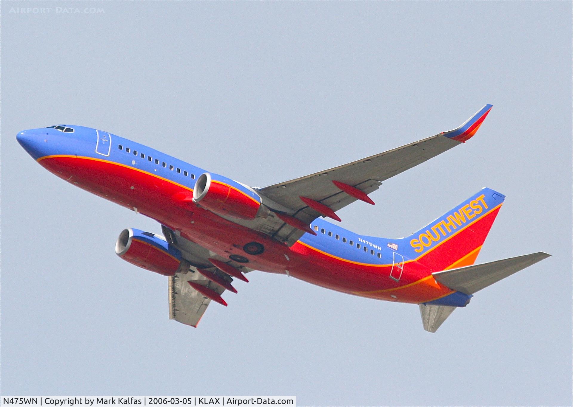 N475WN, 2004 Boeing 737-7H4 C/N 32474, Southwest Airlines Boeing 737-7H4, 25R departure KLAX.
