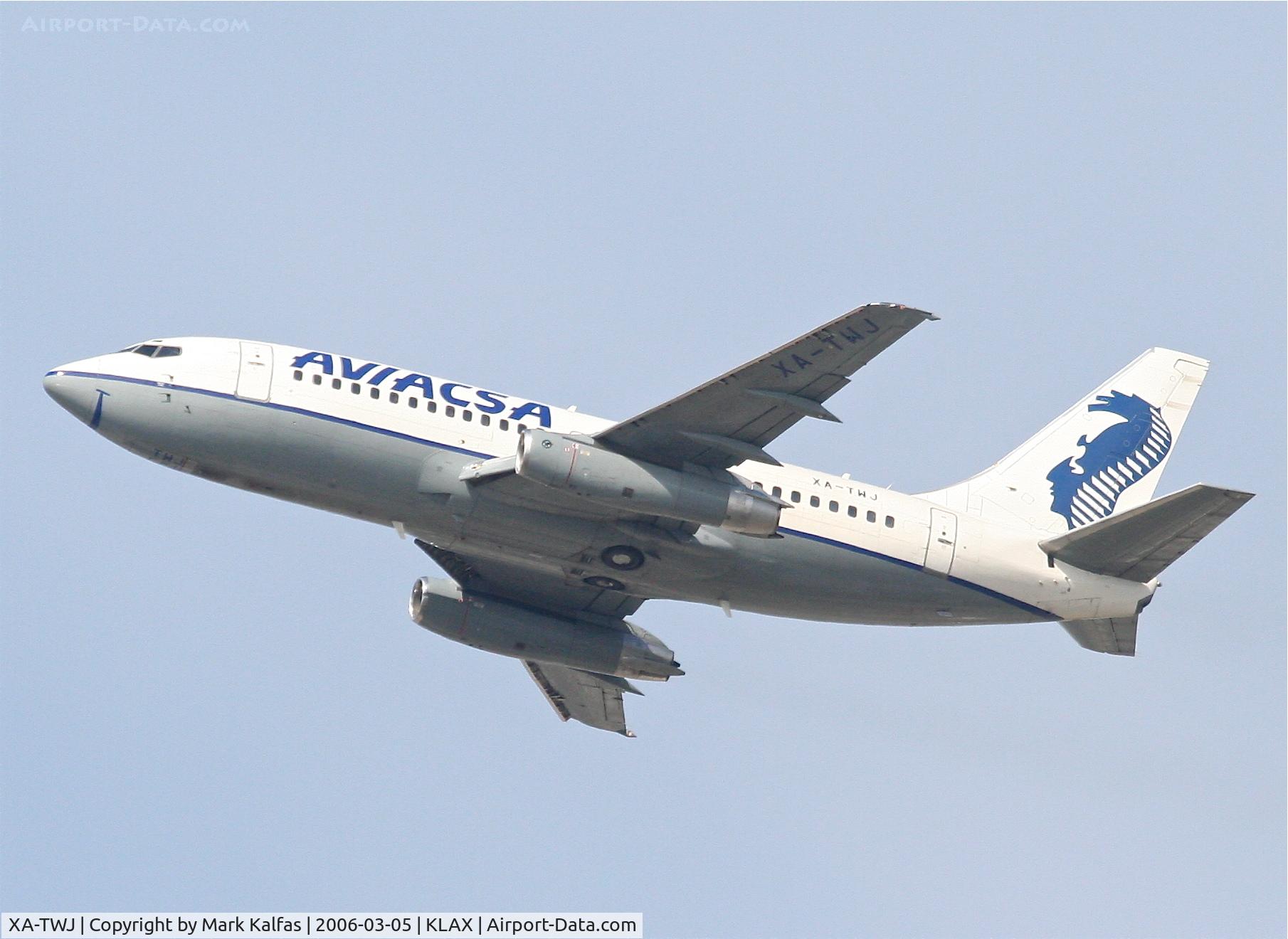 XA-TWJ, 1986 Boeing 737-219 C/N 23471, Aviacsa Boeing 737-219/Adv (cn 23471/1189), 25R departure KLAX.