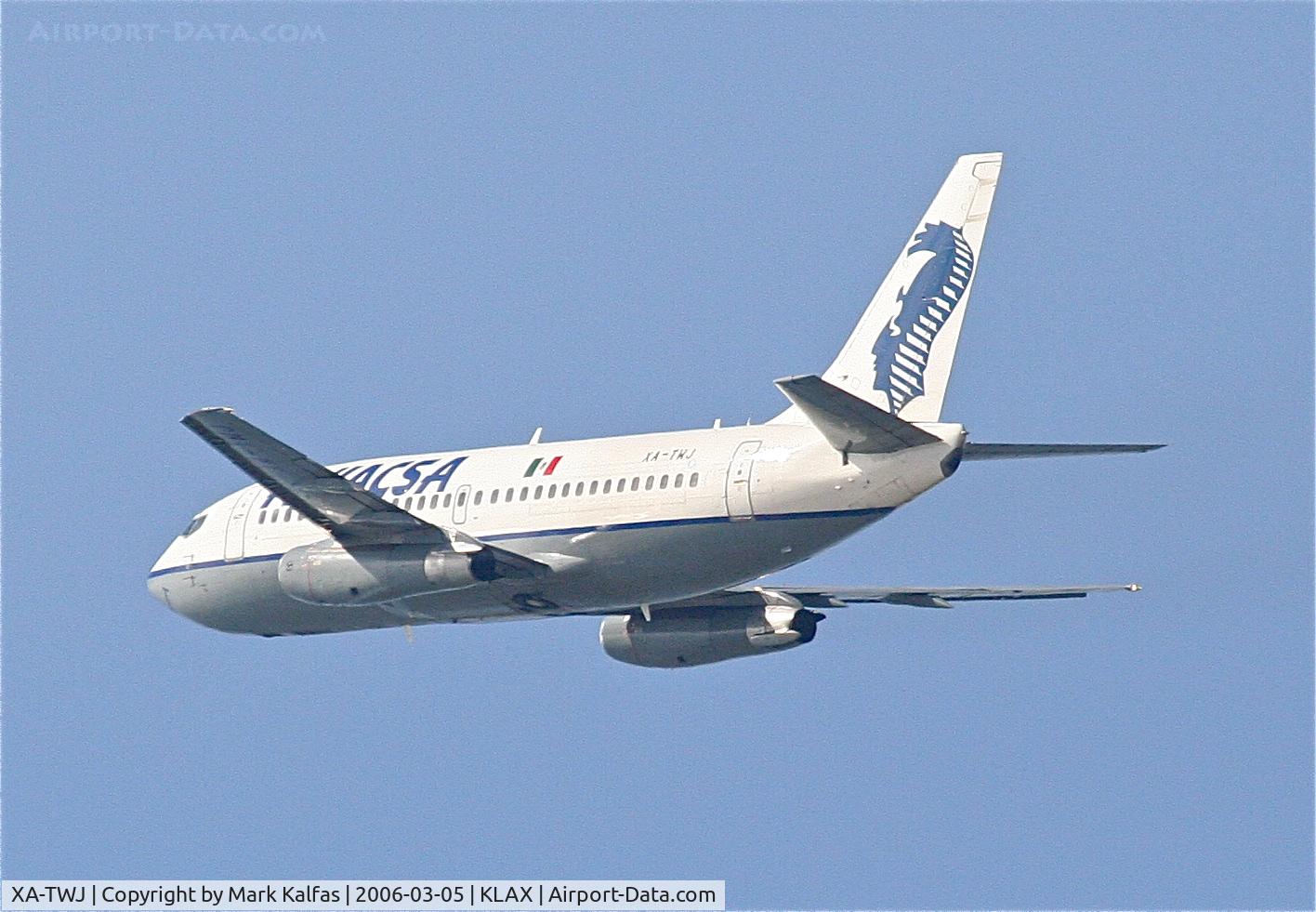 XA-TWJ, 1986 Boeing 737-219 C/N 23471, Aviacsa Boeing 737-219/Adv (cn 23471/1189), 25R departure KLAX.