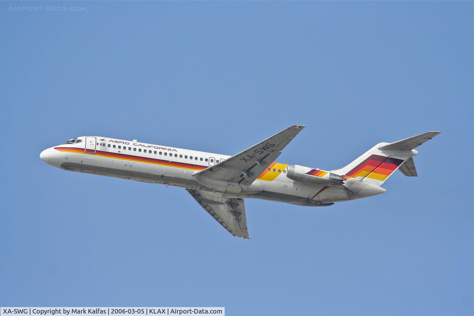 XA-SWG, Douglas DC-9-32 C/N 47230/395, Aero California McDonnell Douglas DC-9-32 (cn 47673/779), 25R departure KLAX.