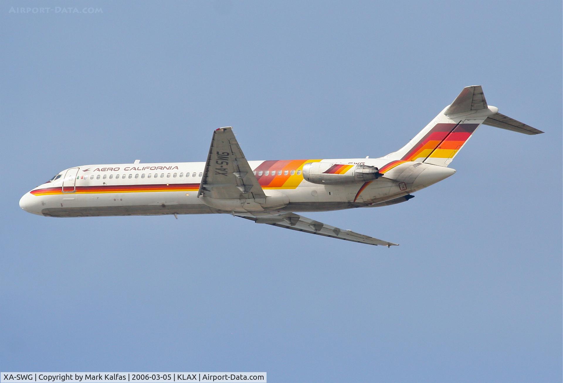 XA-SWG, Douglas DC-9-32 C/N 47230/395, Aero California McDonnell Douglas DC-9-32 (cn 47673/779), 25R departure KLAX.