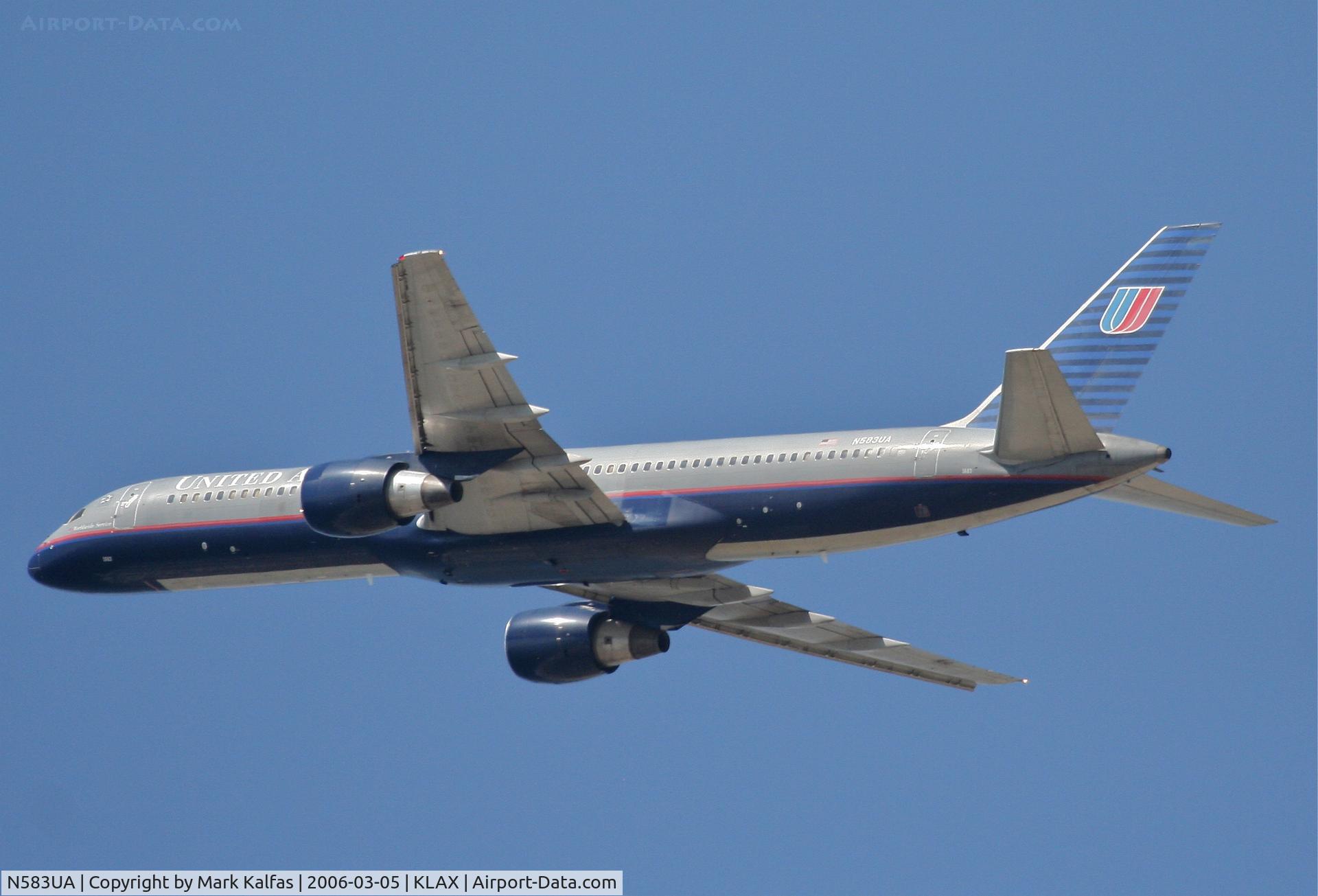 N583UA, 1993 Boeing 757-222 C/N 26705, United Airlines Boeing 757-222 , N583UA 25R departure KLAX.