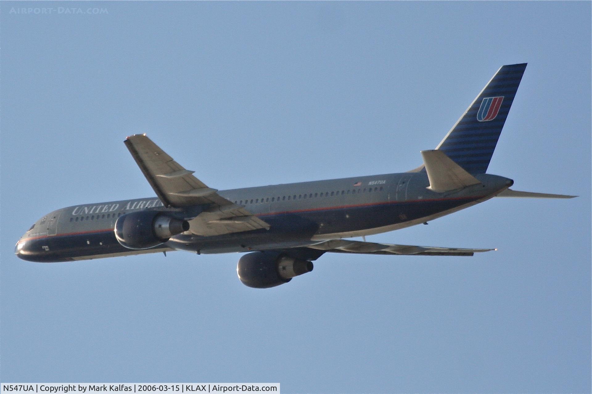 N547UA, 1991 Boeing 757-222 C/N 25368, United Airlines Boeing 757-222, N547UA departing KLAX 25R.