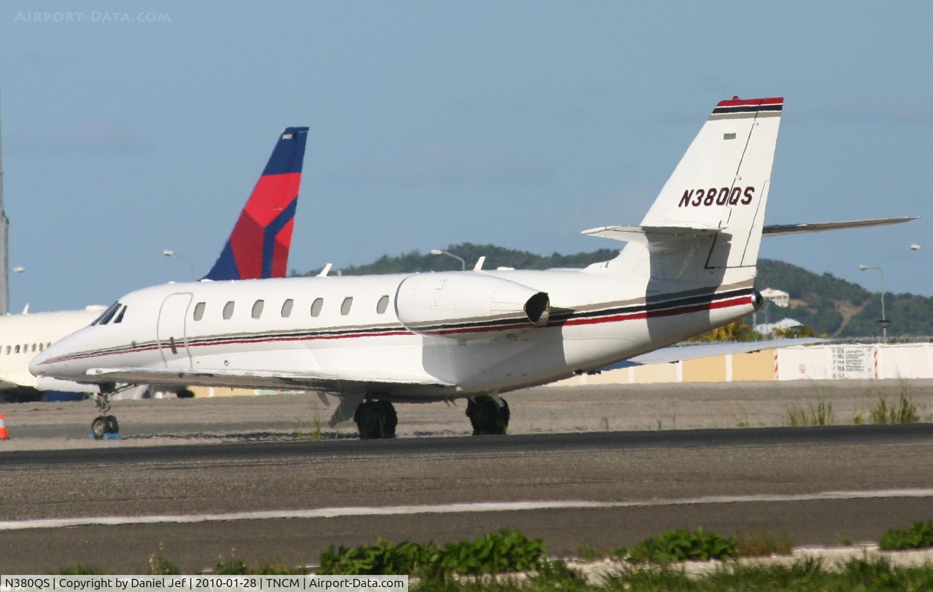 N380QS, 2006 Cessna 680 Citation Sovereign C/N 680-0089, N380QS park at the main ramp at TNCM