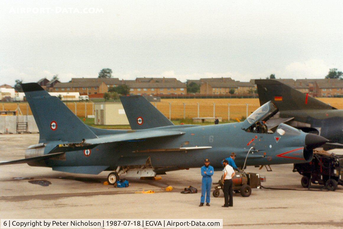 6, Vought F-8E(FN) Crusader C/N 1221, F-8E(FN) Crusader of 12 Flotille on the flight-line at the 1987 Intnl Air Tattoo at RAF Fairford.