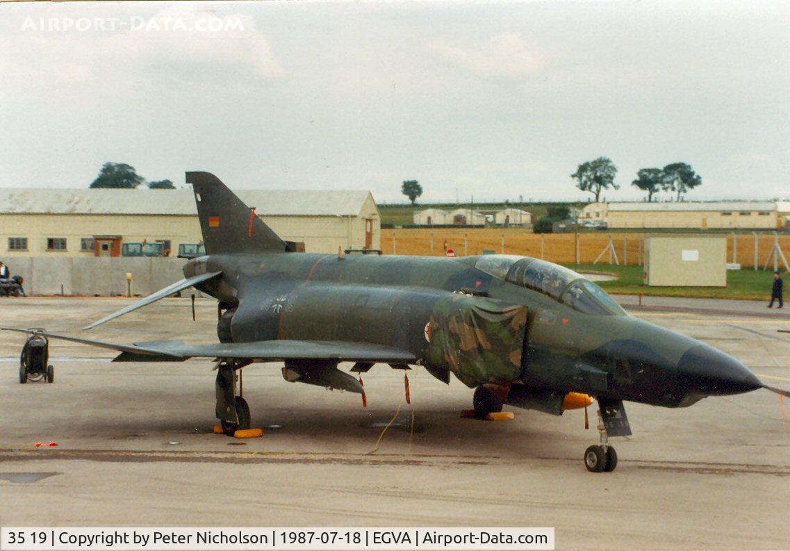 35 19, 1969 McDonnell Douglas RF-4E Phantom II C/N 4045, RF-4E Phantom, callsign Extra 25, of AKG-51 on the flight-line at the 1987 Intnl Air Tattoo at RAF Fairford.