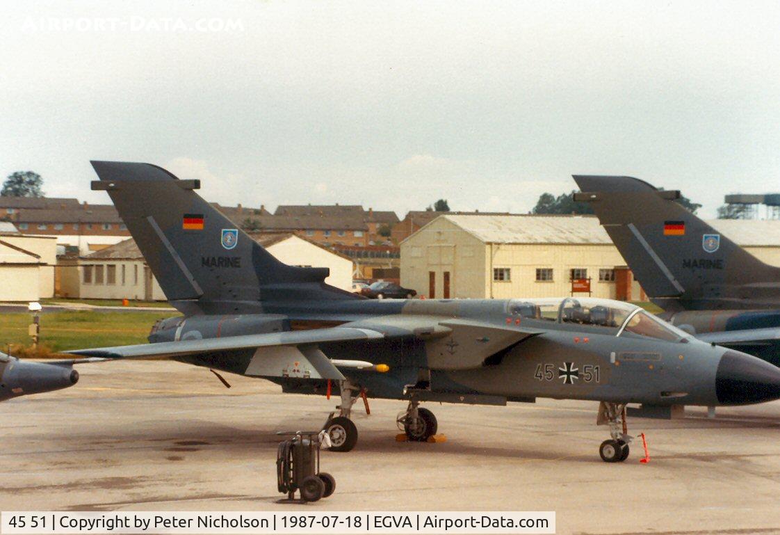 45 51, Panavia Tornado IDS C/N 628/GS199/4251, Tornado IDS, callsign Mission 4666, of MFG-2 on the flight-line at the 1987 Intnl Air Tattoo at RAF Fairford.