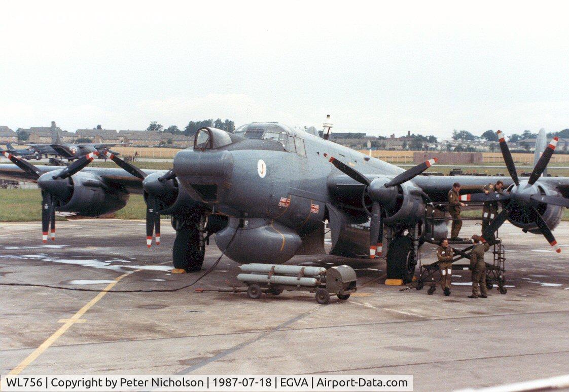 WL756, 1953 Avro 716 Shackleton AEW.2 C/N R3/696/239002, Another view of the 8 Squadron Shackleton AEW.2 on the flight-line at the 1987 Intnl Air Tattoo at RAF Fairford.