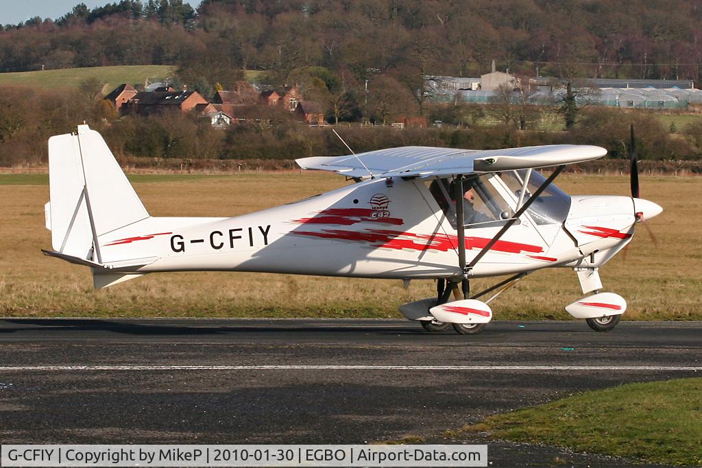 G-CFIY, 2008 Comco Ikarus C42 FB100 C/N 0804-6954, Heading to the A5 hold for Runway 34.