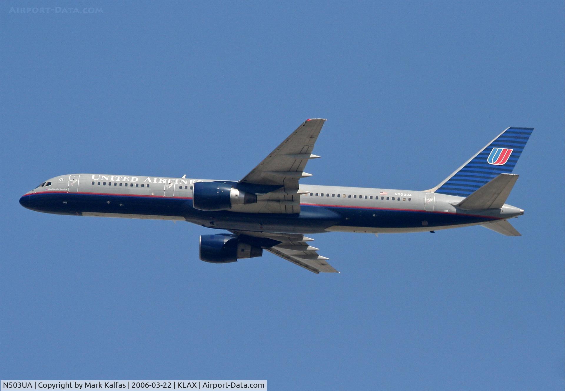 N503UA, 1989 Boeing 757-222 C/N 24624, United Airlines Boeing 757-222, N503UA RWY 25R departure KLAX.