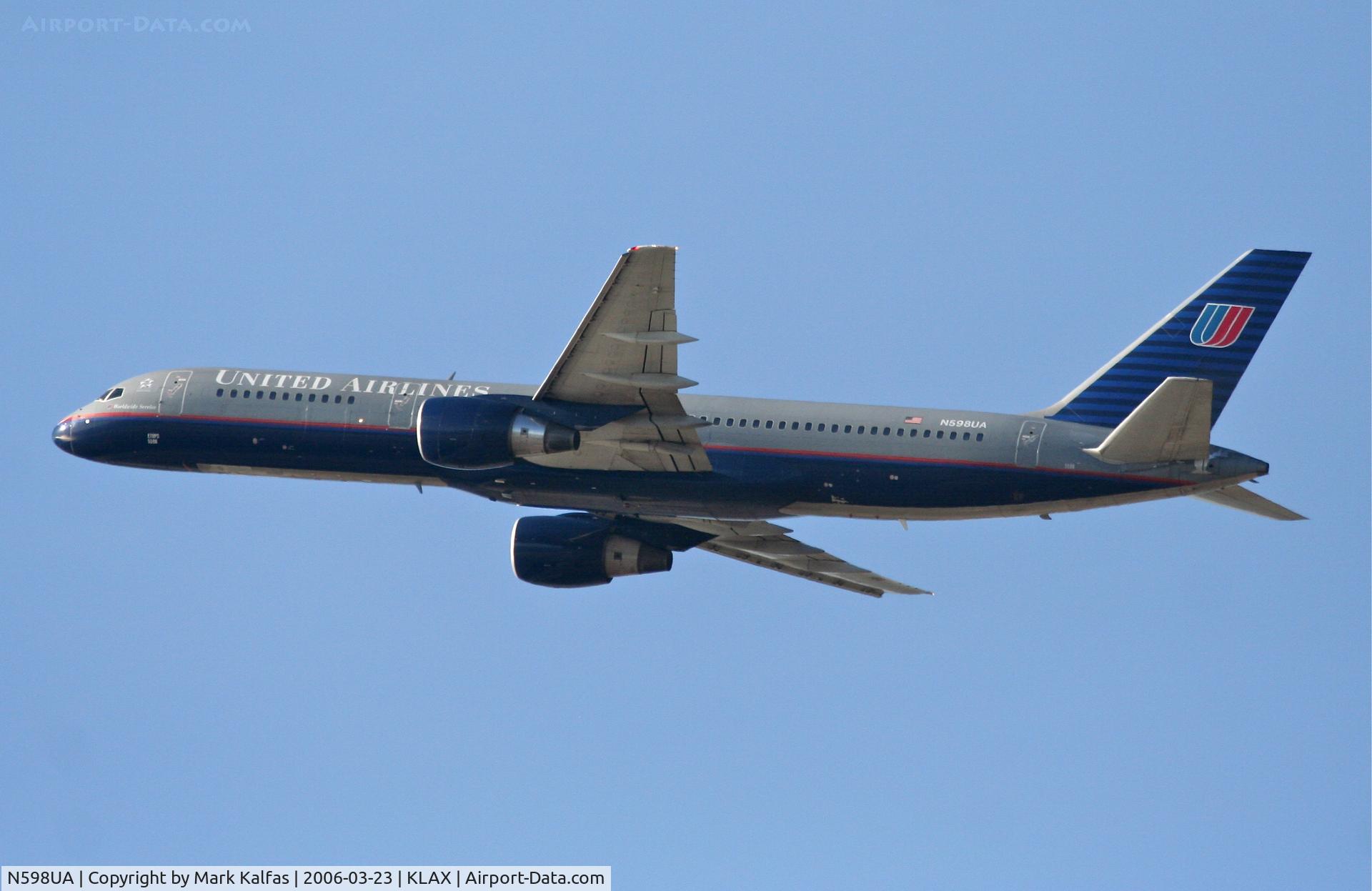 N598UA, 1999 Boeing 757-222 C/N 28751, United Airlines Boeing 757-222 , N598UA 25R departure KLAX.