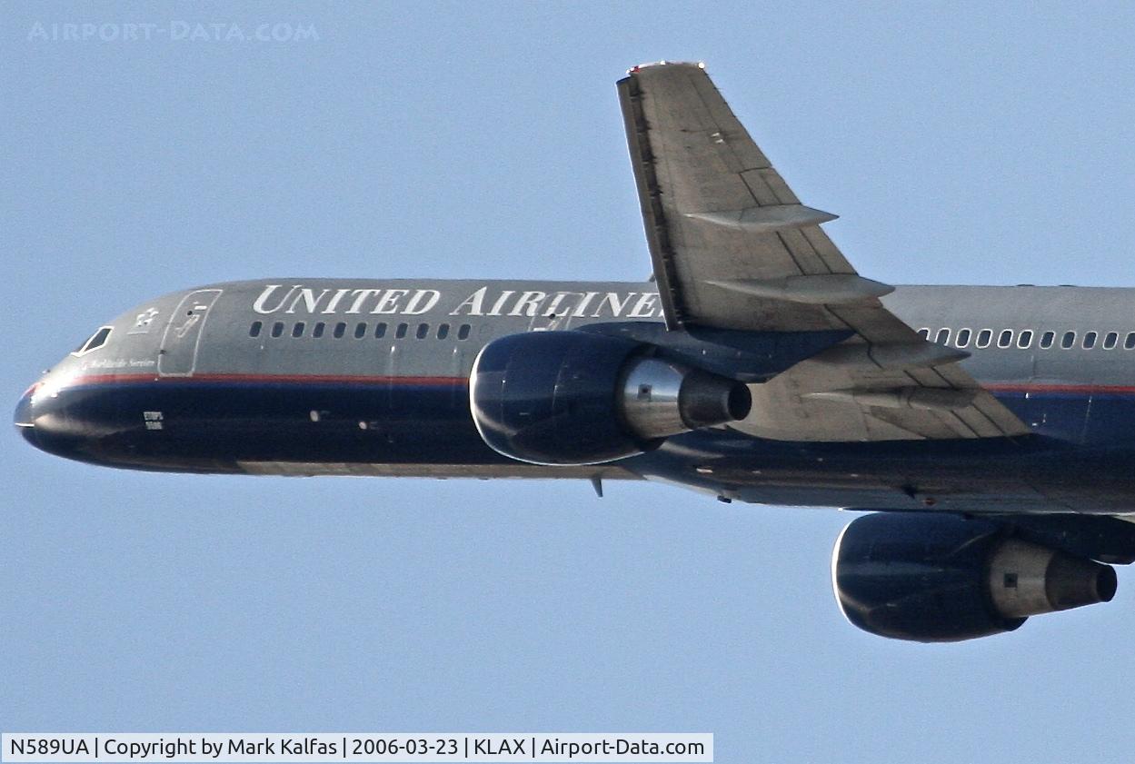 N589UA, 1997 Boeing 757-222 C/N 28707, United Airlines Boeing 757-222 , N598UA 25R departure KLAX.