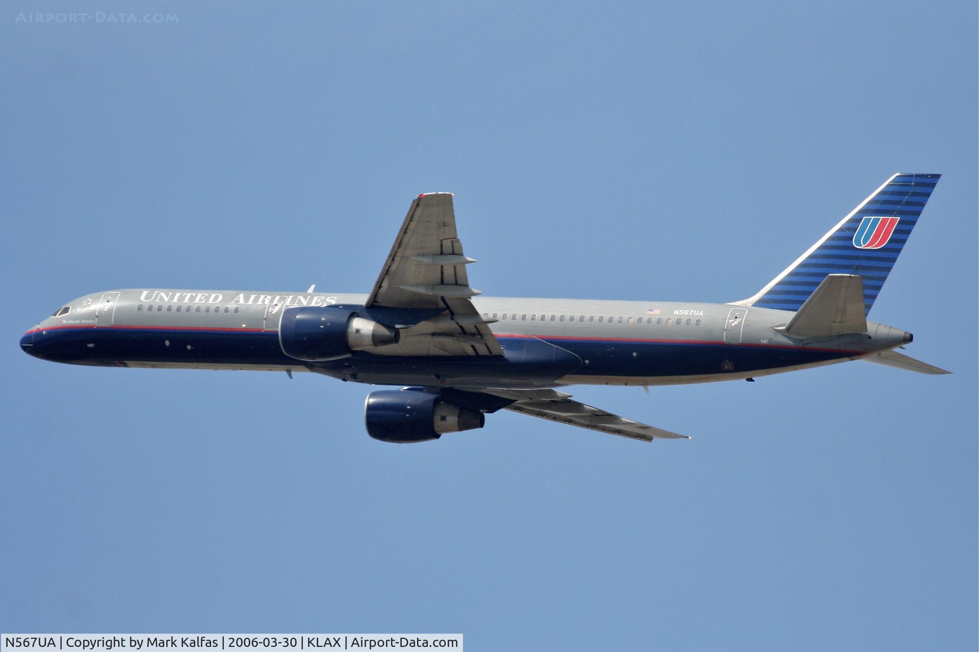 N576UA, 1993 Boeing 757-222 C/N 26690, United Airlines Boeing 757-222 , N567UA 25R departure KLAX.