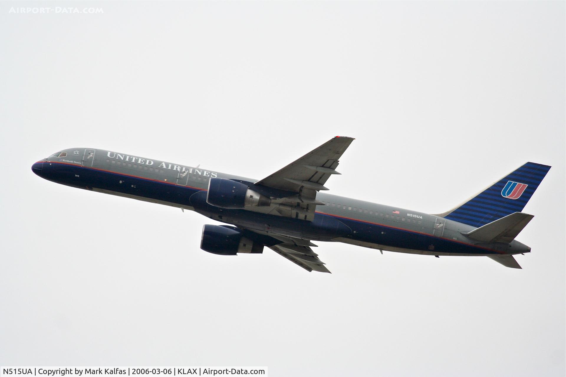 N515UA, 1990 Boeing 757-222F C/N 24840, United Airlines Boeing 757-222 , N515UA 25R departure KLAX.