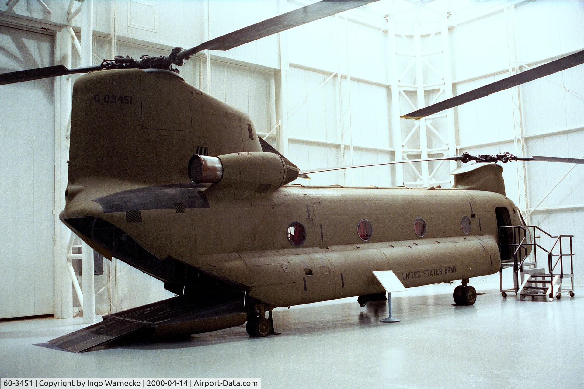 60-3451, 1961 Boeing Vertol CH-47A Chinook C/N B.010, Boeing-Vertol CH-47A Chinook of the US army aviation at the Army Aviation Museum, Ft Rucker AL