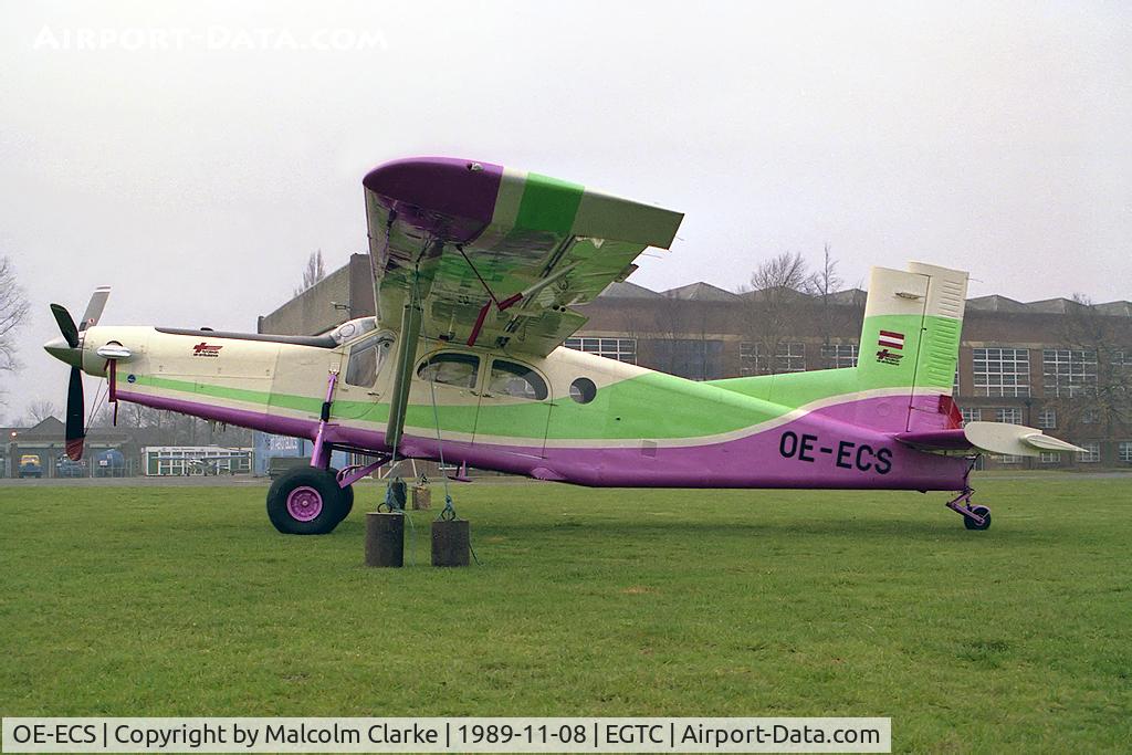 OE-ECS, 1986 Pilatus PC-6/B2-H4 Turbo Porter C/N 848, Pilatus PC-6/B2-H4 Turbo Porter at Cranfield Airport in 1989.