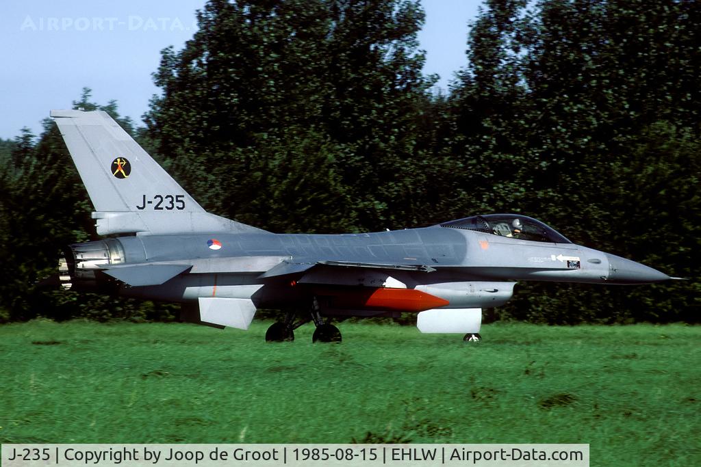 J-235, Fokker F-16A Fighting Falcon C/N 6D-24, F-16 fitted with target towing equipment on its way to the runway.